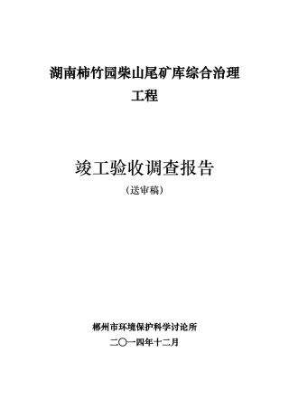 尾矿库综合治理工程竣工验收调查报告
