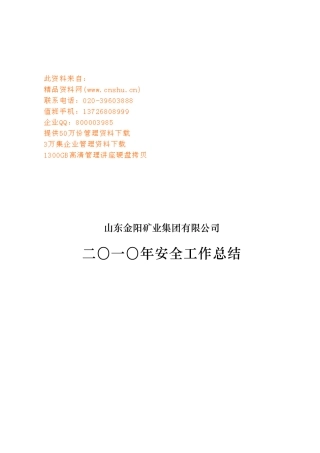 山东某公司年度安全工作计划总结