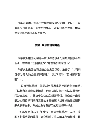 山东某纺织公司目标预算管理概述