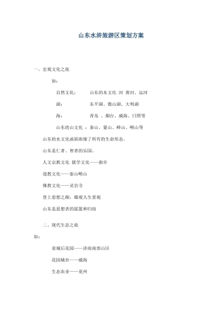 山东水浒旅游区策划方案