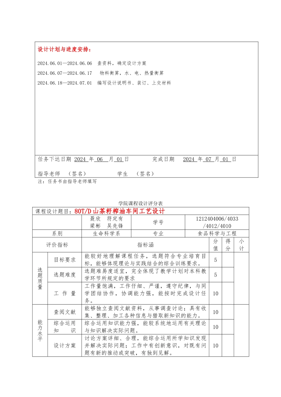 山茶籽榨油车间工艺的设计报告书_第3页