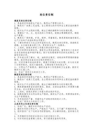 岗位安全生产责任制选煤厂资料全