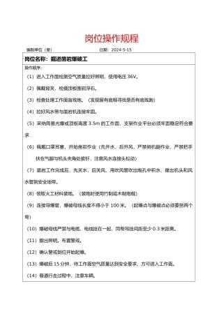 岗位操作规程清单