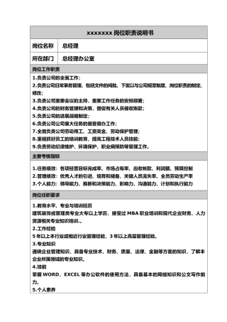 岗位职责说明书