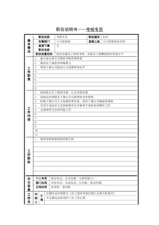 岗位说明书——考核专员