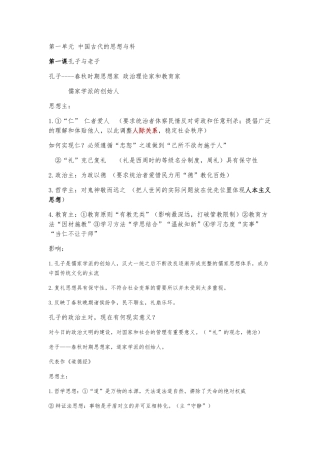 岳麓版历史必修三知识点总结