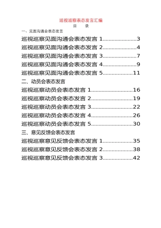 巡察巡视见面沟通会、动员会、意见反馈会表态发言资料汇编