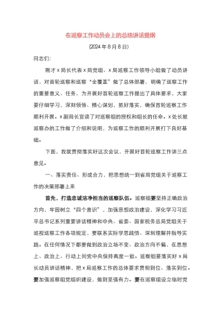 巡察工作会议讲话