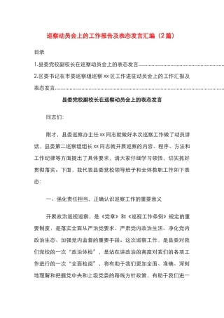 巡察动员会上的工作报告及表态发言汇编（2篇）