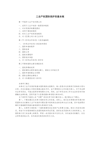 工业产权国际保护的基本规范标准