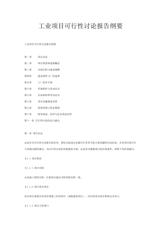 工业项目可行性研究报告