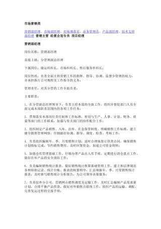 工作说明书－市场营销类