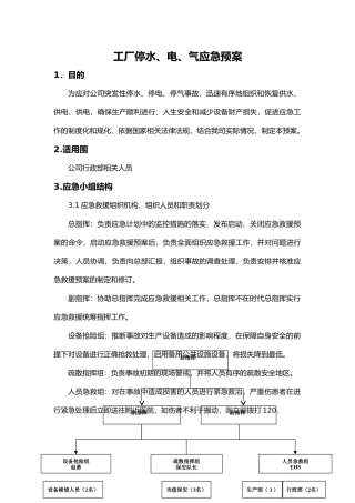 工厂停水电气应急处置预案