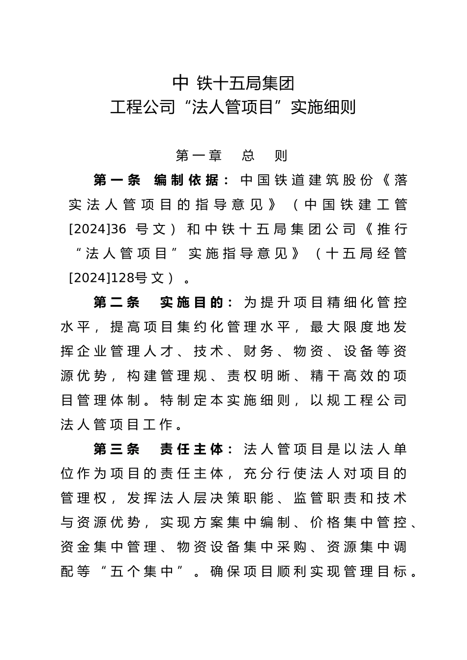 工程公司法人管项目实施细则_第1页