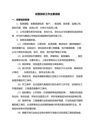 工程公司经营招投标工作主要流程图