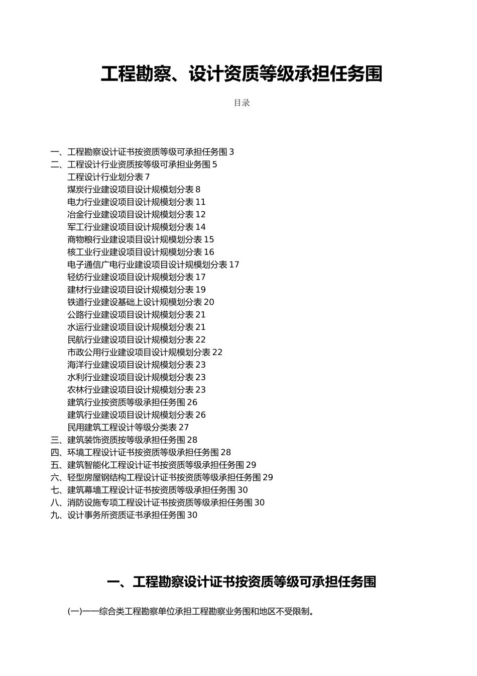 工程勘察设计资质等级承担任务范围_第1页