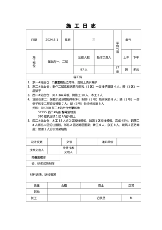 工程建筑施工工程日志