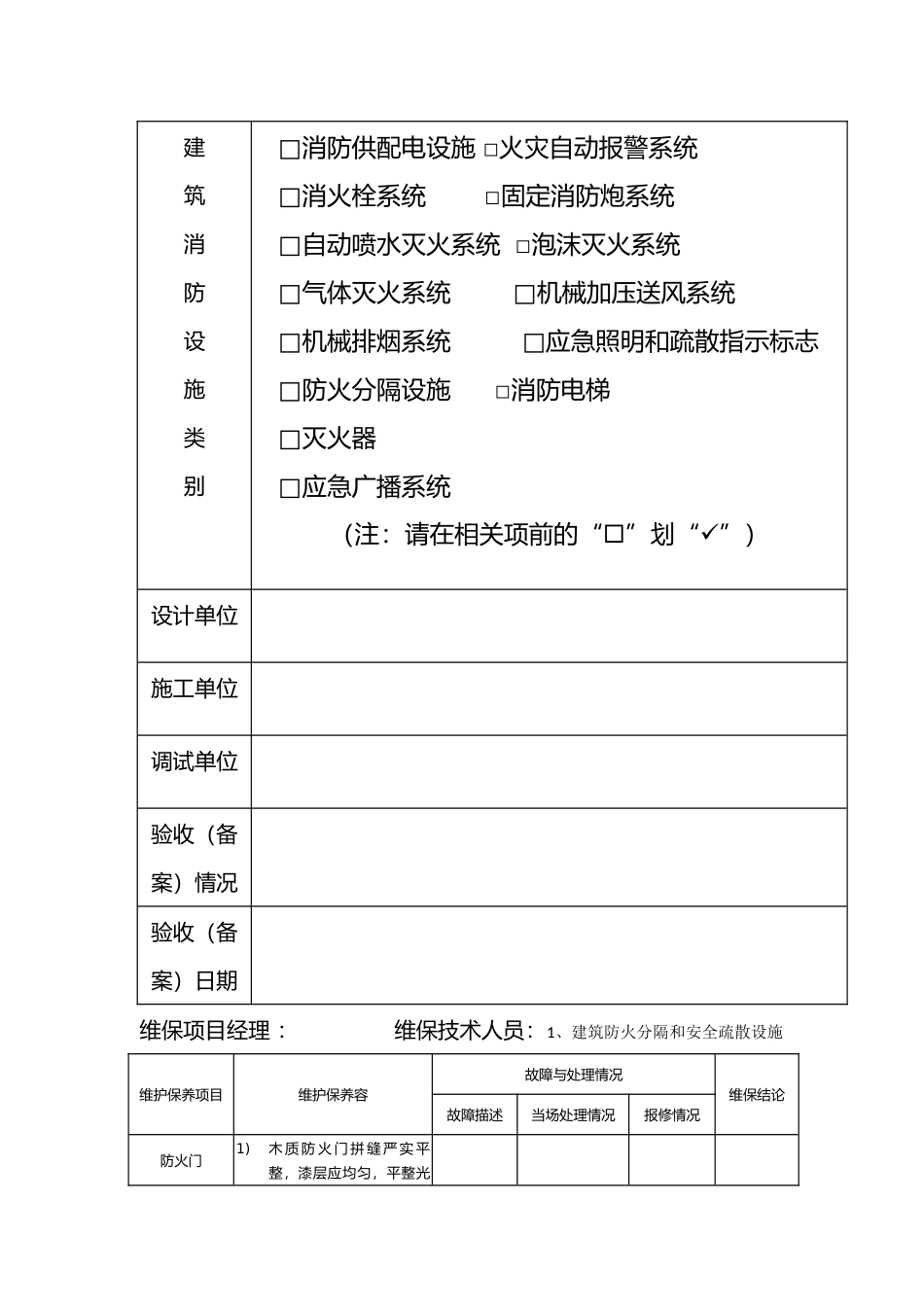 工程建筑消防设施维护保养报告书样表_第3页