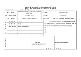 工程建筑电气隐蔽工程检查验收记录文本