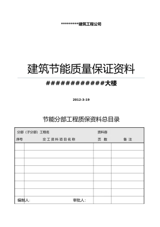 工程建筑节能分部工程质量控制资料收集整理示范