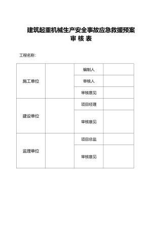 工程建筑起重机械生产安全事故(塔吊)应急救援预案