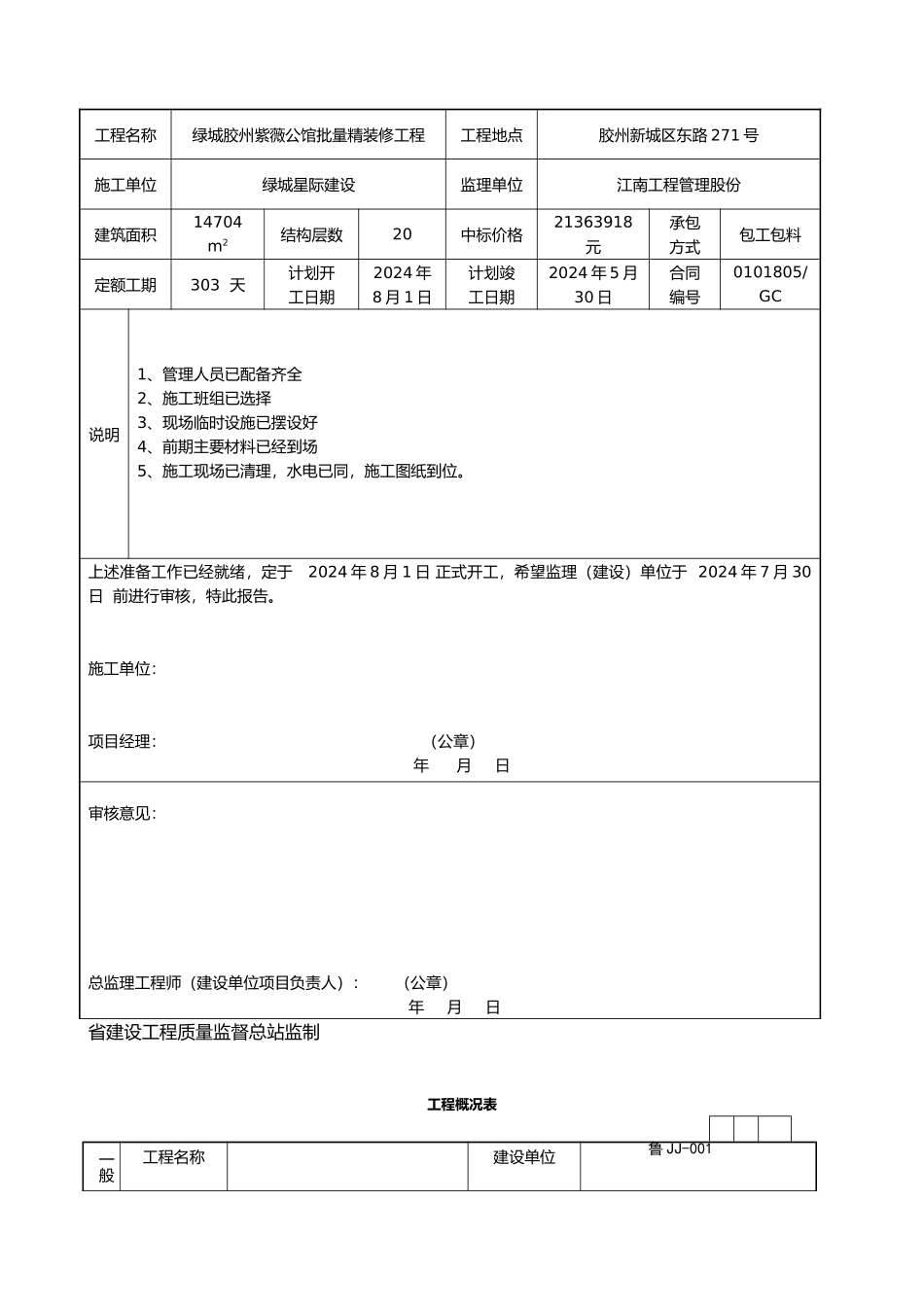 工程开工报审表格大全_第2页