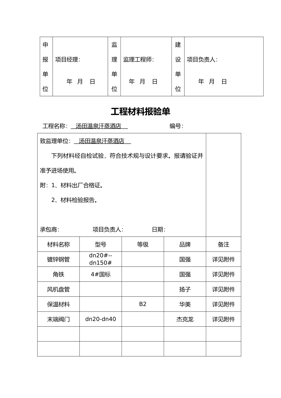 工程开工报告表格模板_第2页