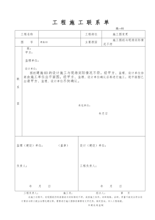 工程施工联系单范本空白