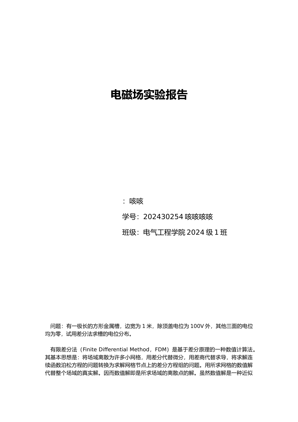 工程电磁场实验报告_第1页