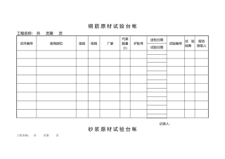 工程试验台帐内容齐全
