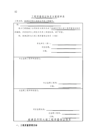 工程质量保证体系报审表