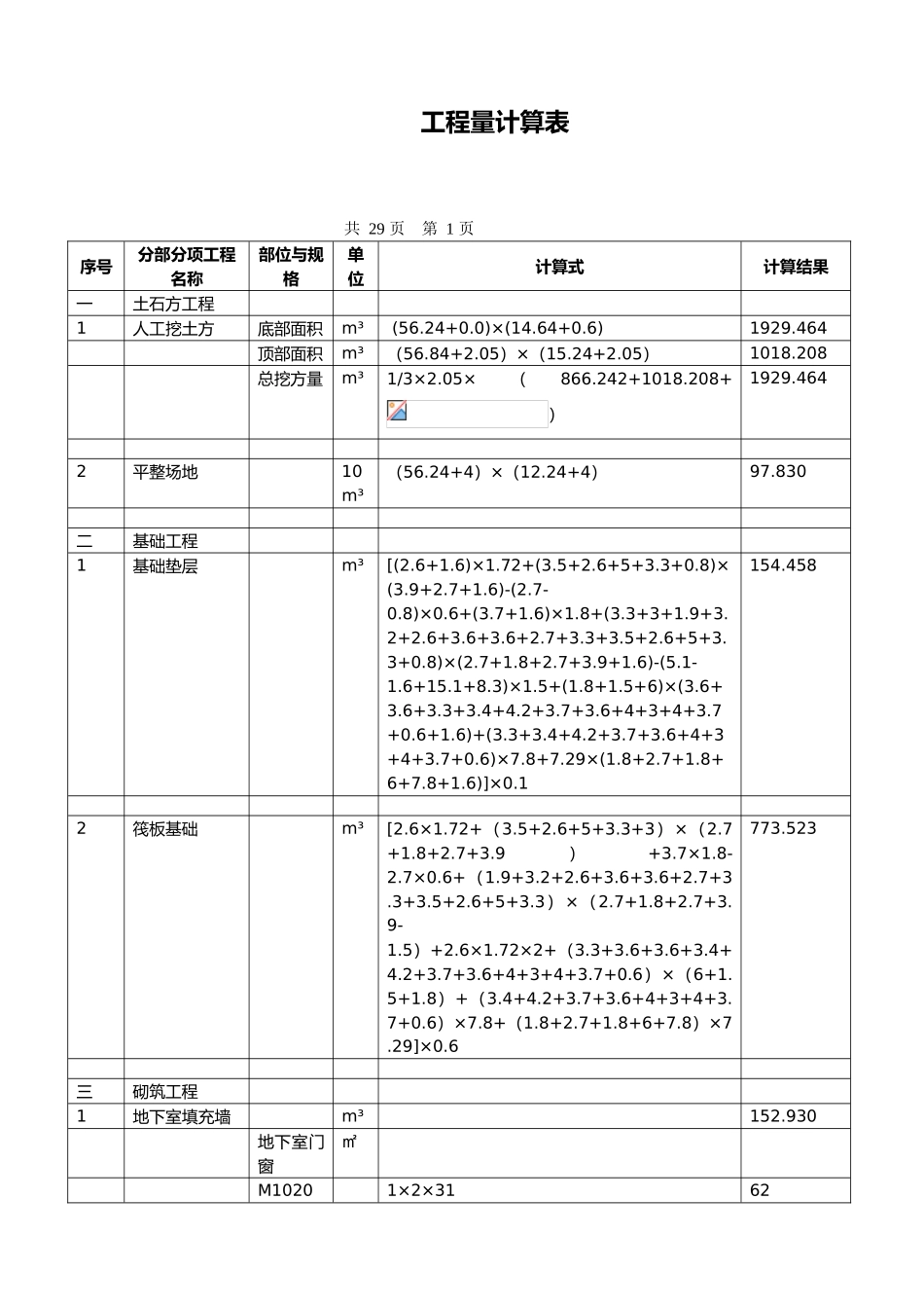 工程量计算书模板_第2页