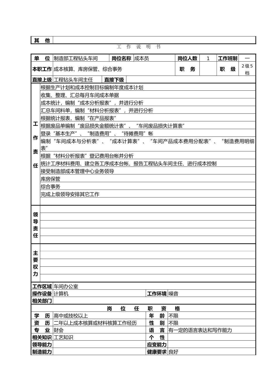 工程钻头车间工作说明书_第3页