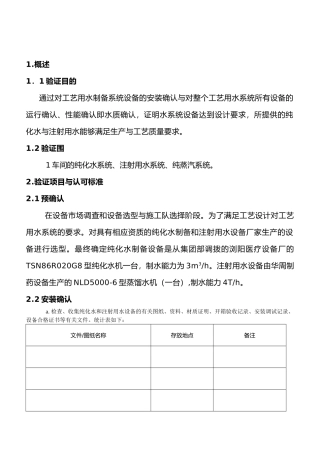 工艺用水验证方案