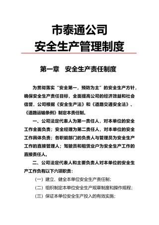 巴中市某公司安全生产管理制度