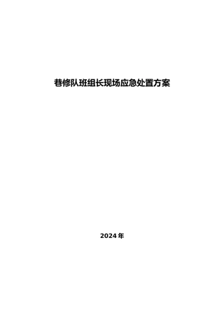 巷修队班组长现场应急处置方案设计说明