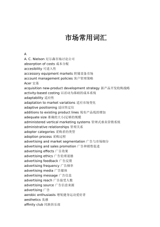 市场常用词汇