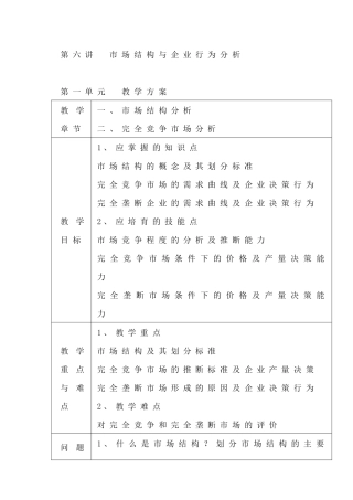 市场结构与企业行为分析教学方案