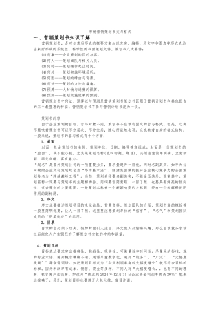 市场营销策划书范文和格式