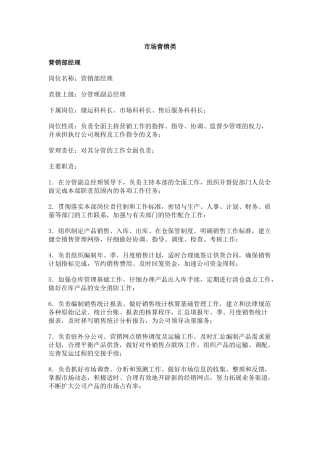 市场营销类职位说明书