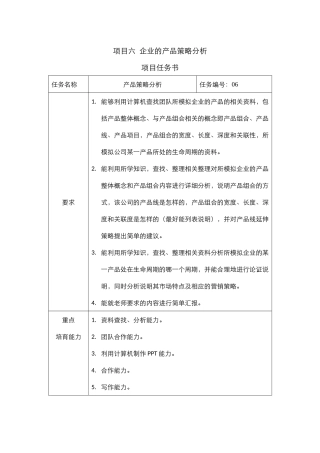 市场营销项目六