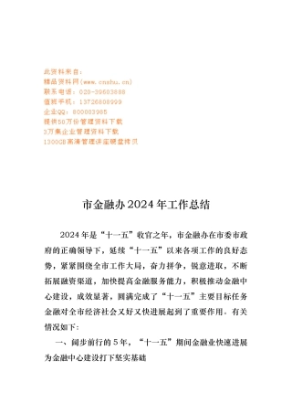 市金融办年度工作计划总结