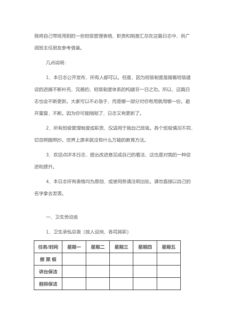 常用班级管理表格模板