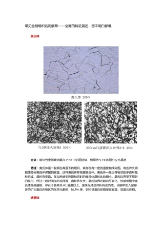 常见金相组织名词解释
