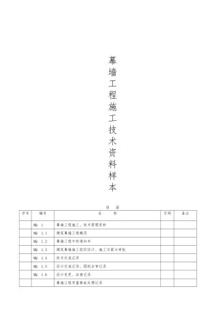 幕墙工程施工质量竣工验收资料全套表格模板
