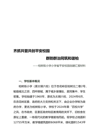 平安校园省级创建汇报材料文书