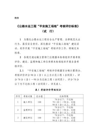 平安工地考核评价标准试行1Word00221