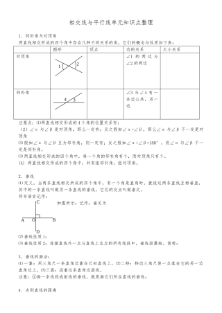 平行线与相交线知识点整理总复习