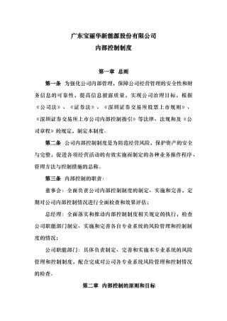 广东某新能源公司内部控制制度