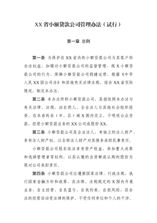 广东省小额贷款公司管理办法